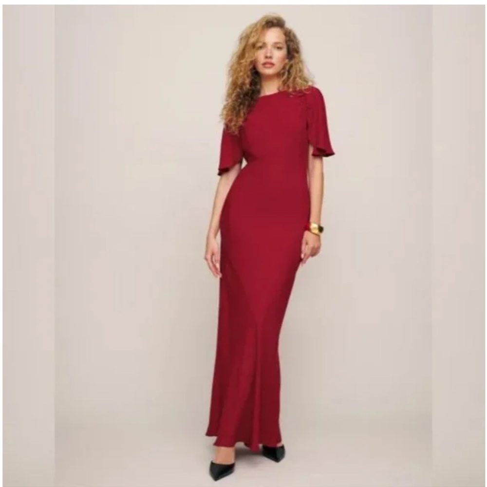 NWT Reformation Lassie Dress in Sangre Red Maxi Back Tie
